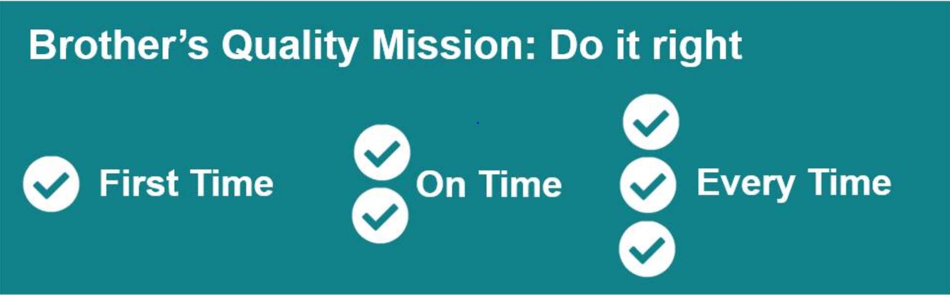 Image of the Brother Quality Mission: 'Do it right, First Time, On Time, Every Time'